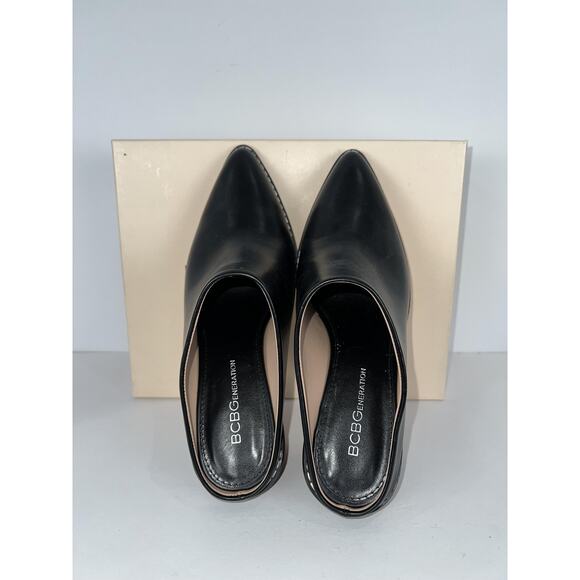 BCBGeneration Demi Shoes Womens Size 8 Black Slip On Mules Block Heels 34BC1181 - Picture 3 of 5